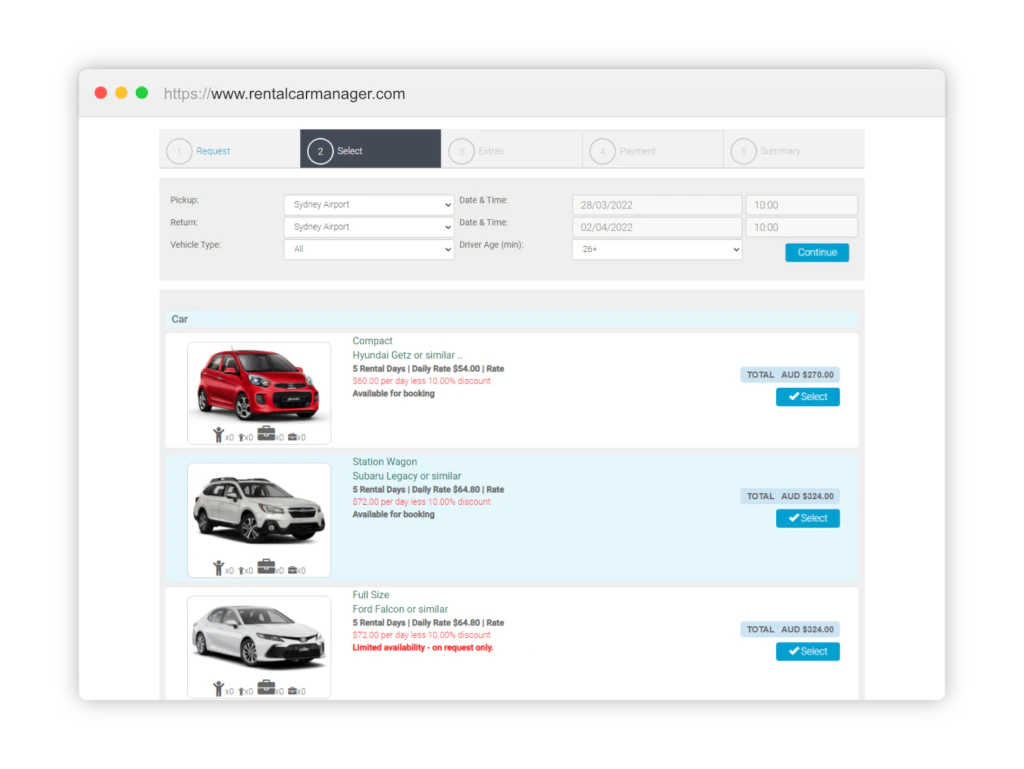 screenshot of Rental Car Manager